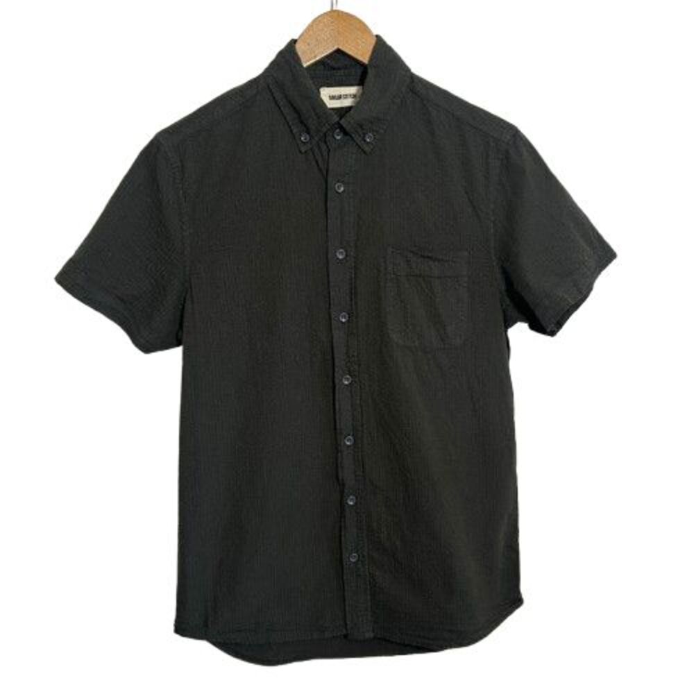 Taylor Stitch The Jack Seersucker Shirt Men XS 36 Faded Black Short Sleeve